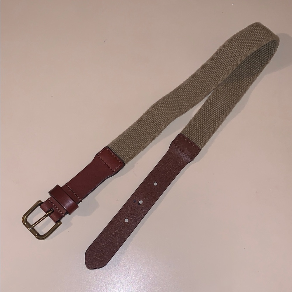 Polo Ralph Lauren Leather Preppy Classic Stretchy Strap Canvas Buckle Belt 24
